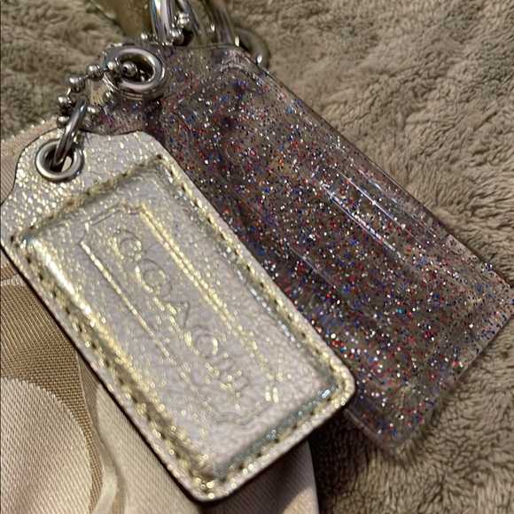 Coach Cream and Gold Shoulder Bag with Signature Monogram - Picture 3 of 8